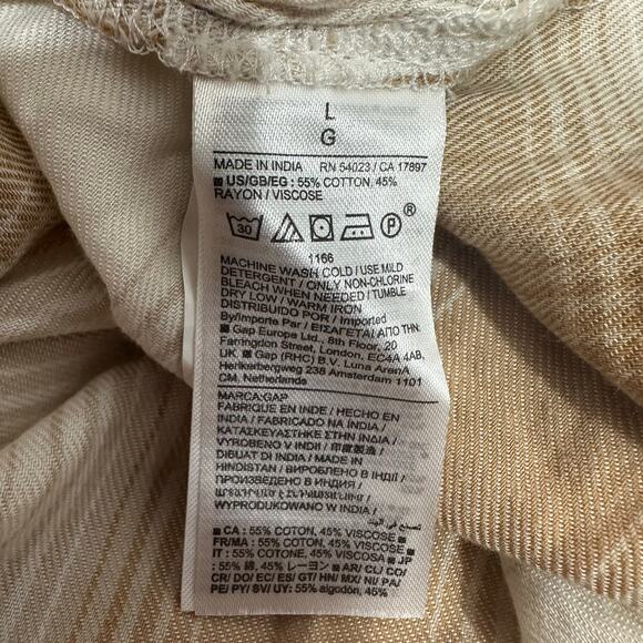 Gap Womens The Easy Shirt Large Button Up Flannel Tan Plaid Long Sleeve Cotton - Picture 6 of 7
